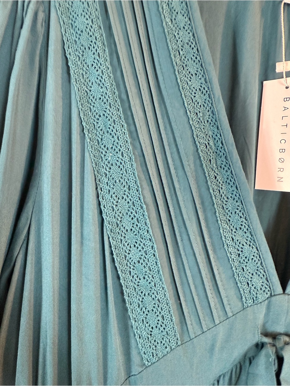 NWT Balticborn women dress Teal Long Sleeve V-Neck Tiered Maxi Dress - Picture 9 of 14